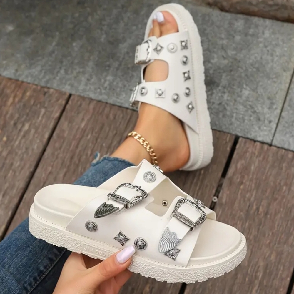 NWOT Western Slide Sandals
